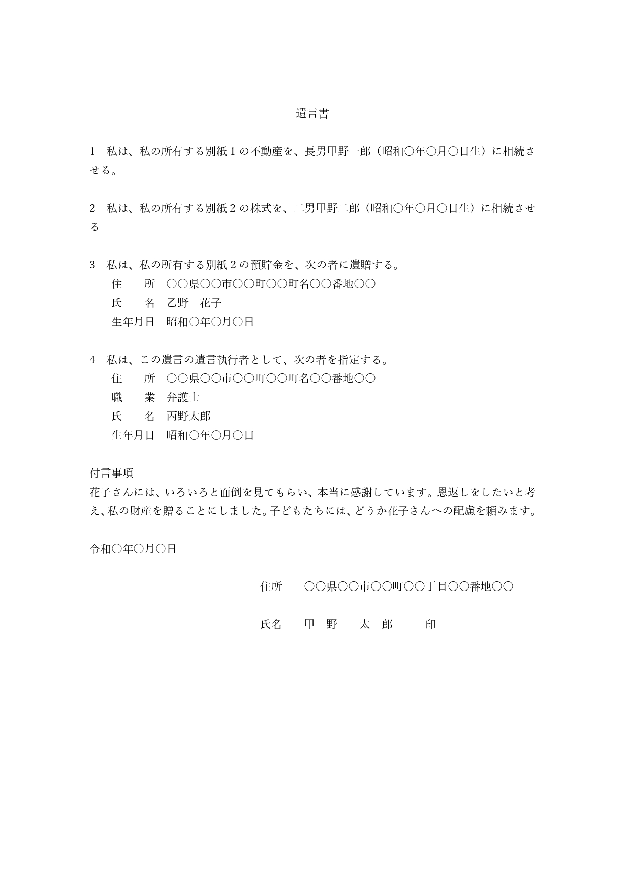 自筆証書遺言